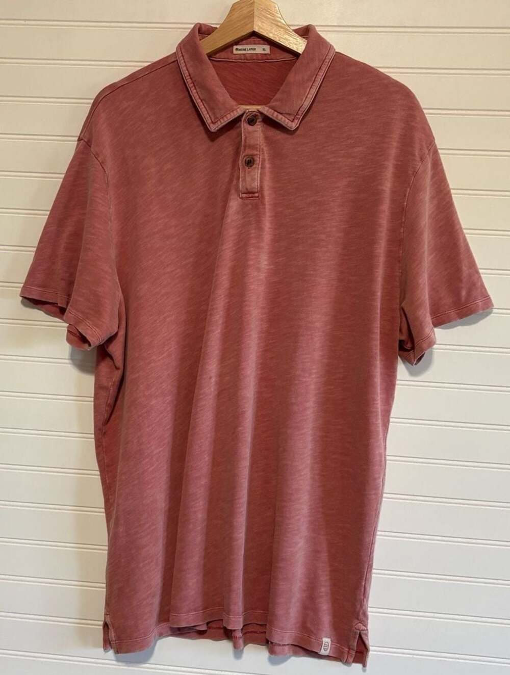 Marine Layer Afternoon Slub Polo in Brick Red Shrub